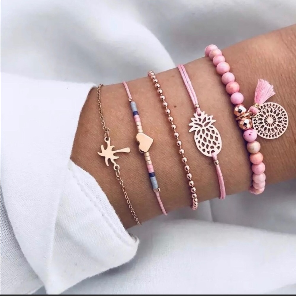 Pineapple and Palm Bracelet Set